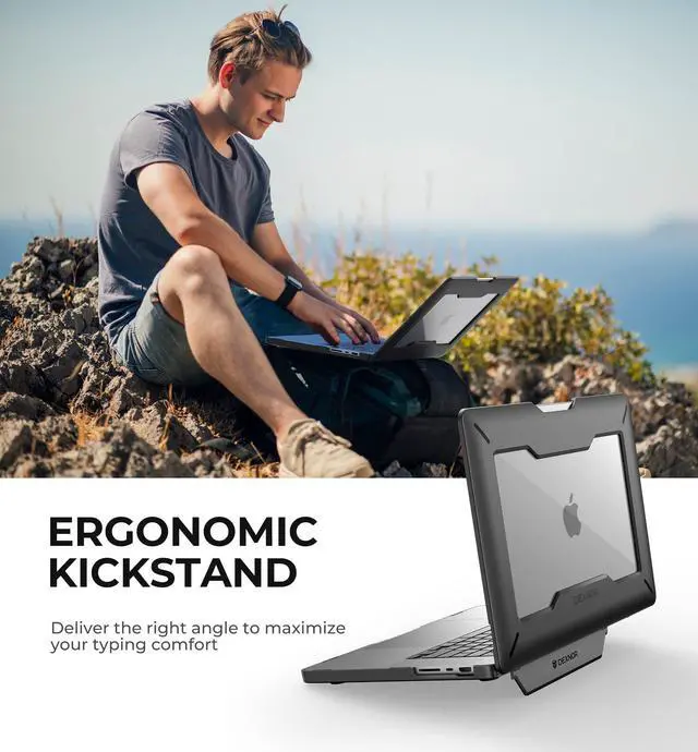 Alt view image 4 of 5 - Dexnor for MacBook Pro 16 Inch Case (2024/2023/2021) with Kickstand, M4 / M3 / M2 / M1 Pro/Max (A2991 A2780 A2485) Heavy Duty Full Body Protective Cover with TPU Bumper for MacBook Pro 16 Inch, Black