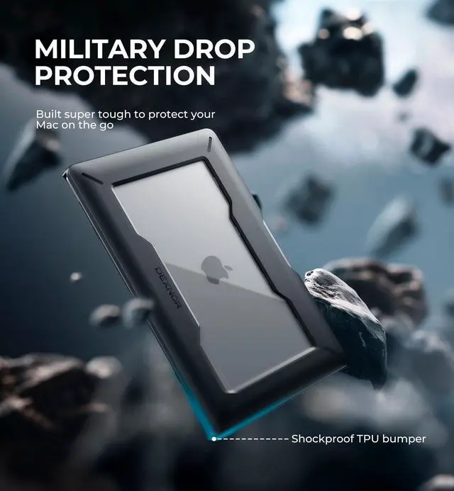 Alt view image 3 of 5 - Dexnor for MacBook Pro 16 Inch Case (2024/2023/2021) with Kickstand, M4 / M3 / M2 / M1 Pro/Max (A2991 A2780 A2485) Heavy Duty Full Body Protective Cover with TPU Bumper for MacBook Pro 16 Inch, Black