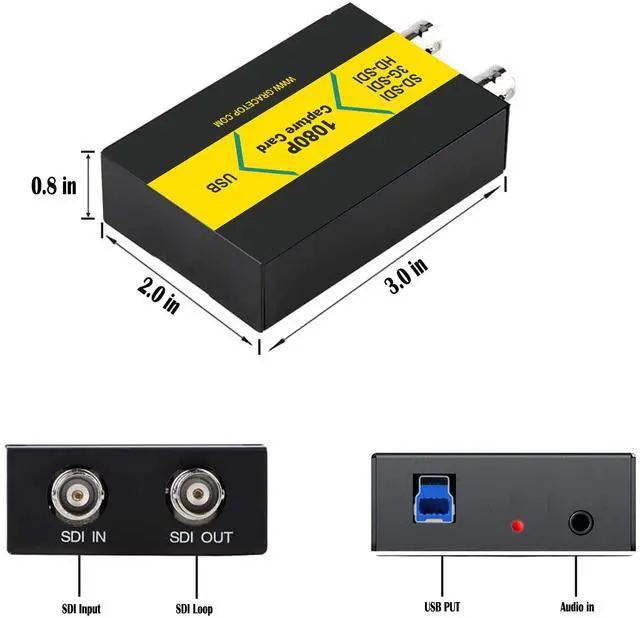 Alt view image 4 of 5 - SDI Capture Card, 1080P SDI to USB 3.0 Video Capture Card, SDI to USB Capture Card for Game Streaming Video Recording for Windows, Linux, OS (SDI Capture)