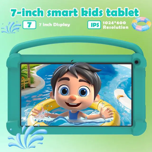 Alt view image 3 of 5 - 7 Inch Kids Tablet, Quad Core Android Toddler Tablets, Children Tablet with 32GB Storage 4GB RAM WiFi BT Shockproof Case Dual Camera Educationl Games Parental Control, Kids Software Pre-Installed.