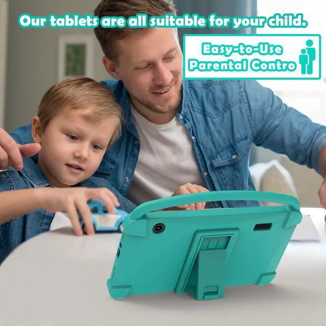 Alt view image 4 of 5 - 7 Inch Kids Tablet, Quad Core Android Toddler Tablets, Children Tablet with 32GB Storage 4GB RAM WiFi BT Shockproof Case Dual Camera Educationl Games Parental Control, Kids Software Pre-Installed.