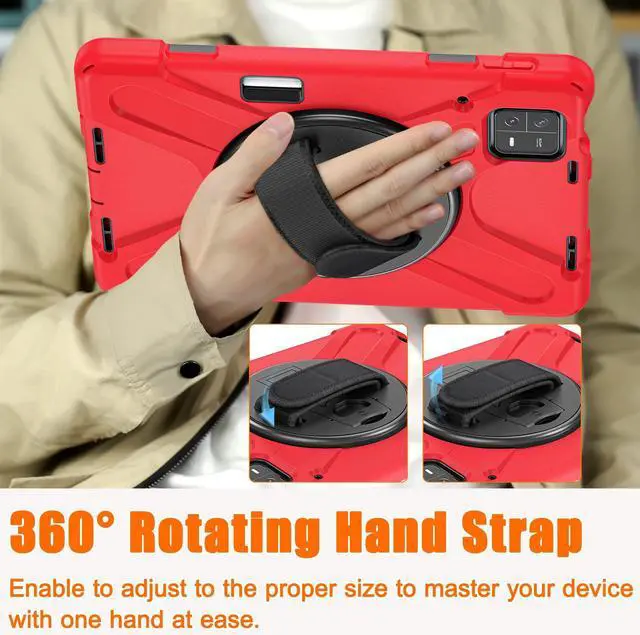 Alt view image 2 of 5 - GooodiDEAR for Xiaomi Mi Pad 6/ Mi Pad 6 Pro Case, MiPad 6/ Pad 6 Pro Shockproof Case 11", 360 Rotate Stand Hand Strap Shoulder Strap Pencil Holder Protective Cover, Tablet for Men Women Kids, Red