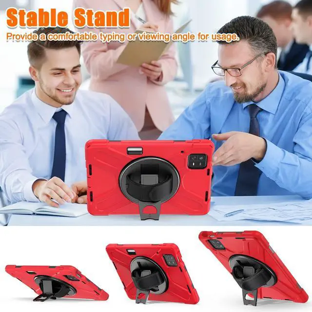 Alt view image 3 of 5 - GooodiDEAR for Xiaomi Mi Pad 6/ Mi Pad 6 Pro Case, MiPad 6/ Pad 6 Pro Shockproof Case 11", 360 Rotate Stand Hand Strap Shoulder Strap Pencil Holder Protective Cover, Tablet for Men Women Kids, Red