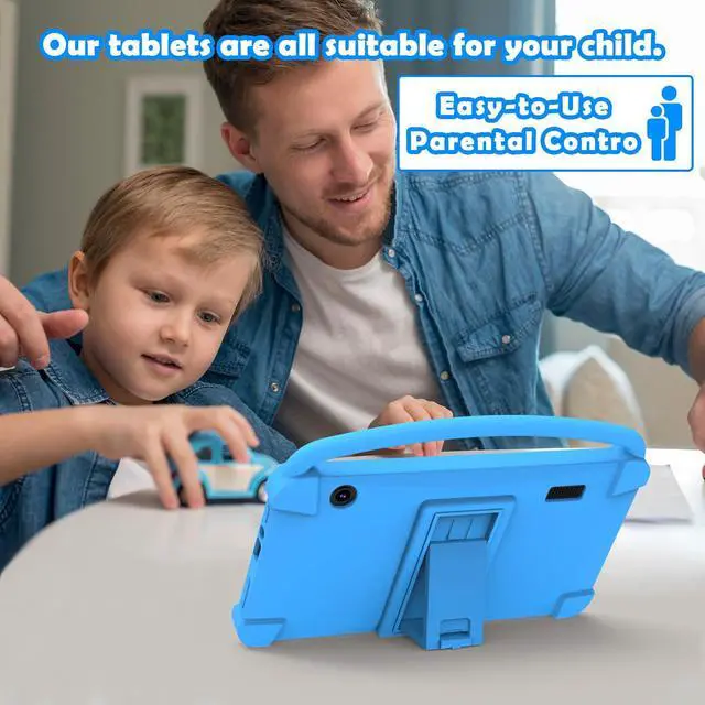 Alt view image 4 of 5 - 7 Inch Kids Tablet, Quad Core Android Toddler Tablets, Children Tablet with 32GB Storage, 4GB RAM, WiFi, Bluetooth, Dual Camera, Educationl, Games, Parental Control, Kids Software Pre-Installed.