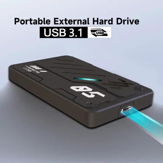 Alt view image 3 of 5 - Tianken Ultra Slim Portable External Hard Drive USB 3.1 Type C HDD Storage for PC, Laptop, Mac, Xbox one, PS4, PS5 (1TB)