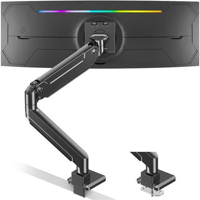 Main image of MOUNT PRO Heavy Duty Monitor Arm for Max 49 Inch Ultrawide Screens up to 44 lbs, Aluminum Premium Single Monitor Mount for Samsung Odyssey G9 and More, Adjustable Display Desk Stand, VESA 100x100mm