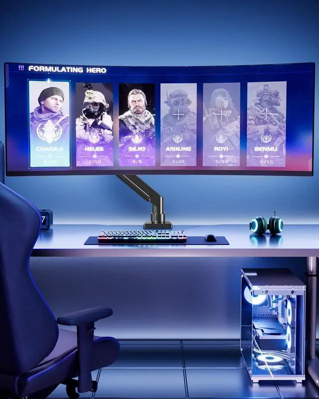 Alt view image 2 of 5 - MOUNT PRO Heavy Duty Monitor Arm for Max 49 Inch Ultrawide Screens up to 44 lbs, Aluminum Premium Single Monitor Mount for Samsung Odyssey G9 and More, Adjustable Display Desk Stand, VESA 100x100mm