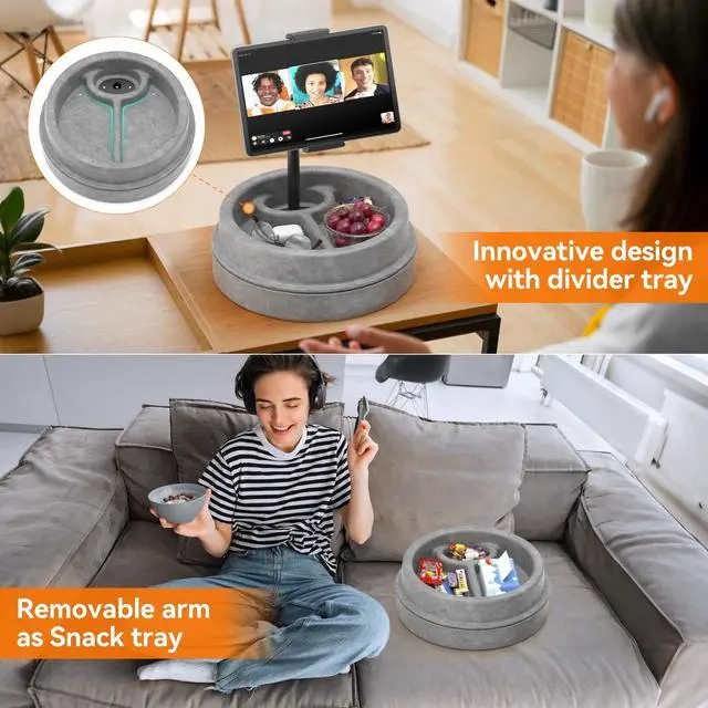 Alt view image 5 of 5 - KDD Tablet Pillow Stand for Lap, Multi-Angle iPad Stand with Storage Tray - 360° Rotating Clip Gooseneck Tablet Soft Pad Dock for Bed and Desk Compatible with iPad Pro 12.9, Air Mini, Phone, E-Reader