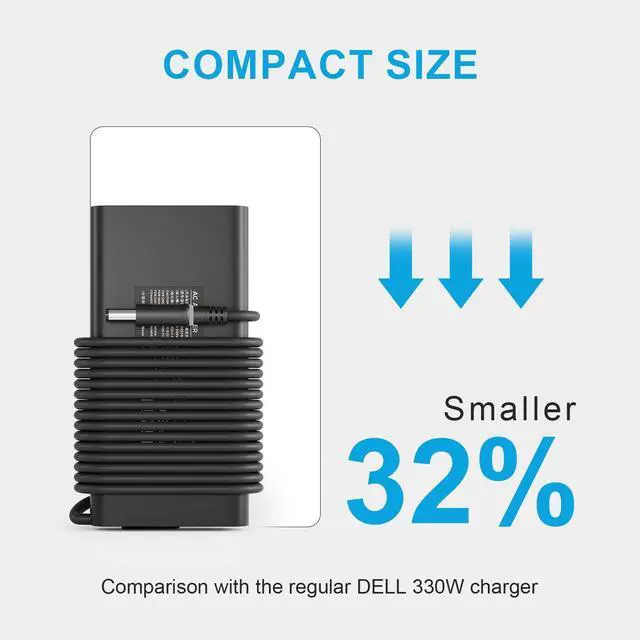 Alt view image 2 of 5 - 330W Laptop Charger Compatible with DELL Alienware M16 r2 r1 M18 r2 r1 X16 r1 X17 r1 r2 Dell 330w 7.4mm Ggan Slim Ac Adapter 330 Watt Laptop Charger Power Supply