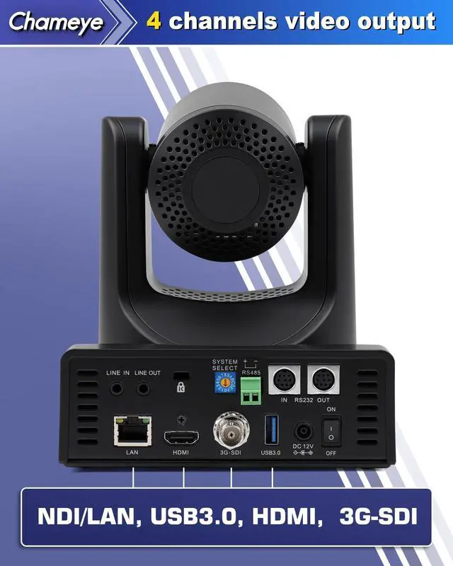 Alt view image 4 of 5 - Chameye NDI PTZ Camera 30x Optical Zoom AI Auto Tracking 1080P 60fps with 3G-SDI IP PoE HDMI PTZ Camera for Church Worship Live Streaming Education Events, C730N (NDI HX3 Certified)