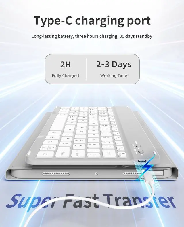 Alt view image 5 of 5 - GKABXY Keyboard Case for iPad (A16) 11th Gen 11 inch 2025 & iPad 10th Gen 10.9 inch 2022,7-Color Backlit Wireless Bluetooth Keyboard,Soft TPU Back Shell with Pencil Holder, Auto Sleep/Wake (Gray)