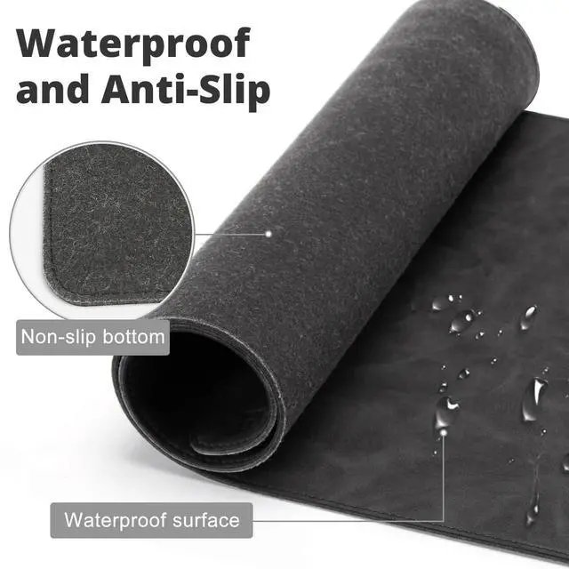Alt view image 3 of 5 - Magnetic 15W Fast Wireless Charging Desk Pad, 35.4"x16.8" Extra Large Mouse Pad, Microfiber Leather Office Desk Mat, Waterproof and Scratch-Resistant Mouse Mat for Office and Home Use, Grey Color