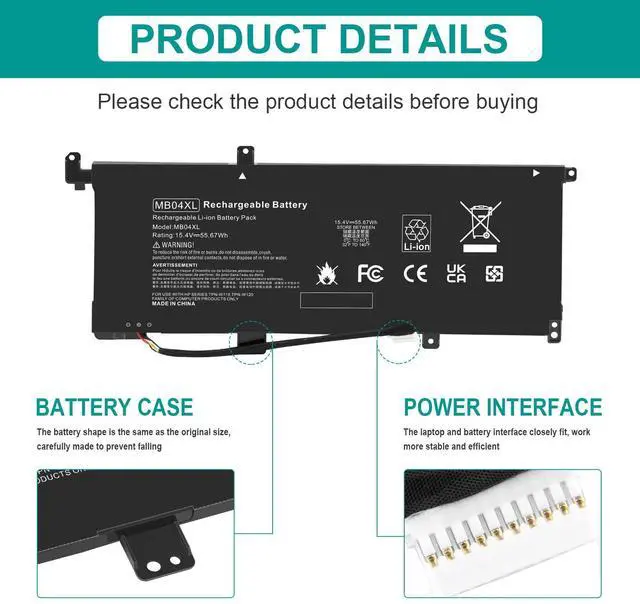 Alt view image 5 of 5 - MB04XL Battery Replacement for HP Envy X360 M6-AQ000 M6-AQ105DX M6-AQ003DX M6-AQ103DX M6-AR004DX M6-AQ105DX 15-AQ273CL 15-AQ100NX 15-AQ267CL 15-AQ015NR 15-AQ173CL 15T-AQ100 15T-AQ200 844204-850