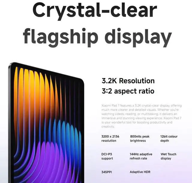 Alt view image 3 of 5 - Xiaomi Pad 7 Ai WiFi Version Global (No Calls or Text) 11.2 inches 3.2K 144Hz 8850mAh Bluetooth 5.4 Four Speakers 13 Mp Model 2410CRP4CG (Green, 256GB + 8GB)