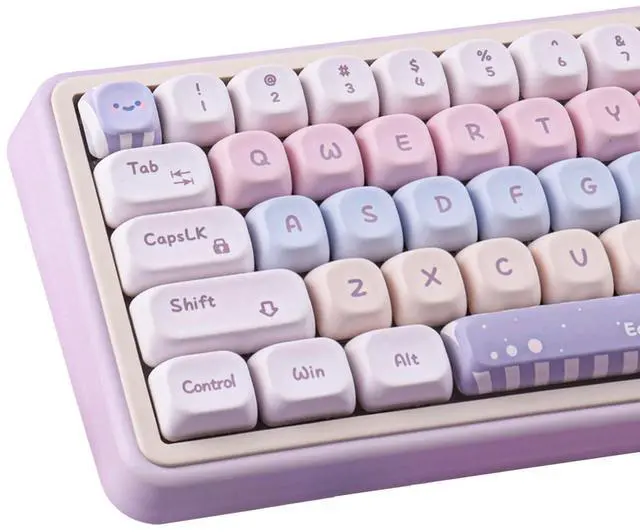 Main image of Tsungup PBT MOA Keycaps,135 Keys Purple Cute Candy Custom Keycaps 60 65 75 Percent, Dye-Sub Key Caps Keyboard Keycap Set for ANSI Layout,MX Swithes Mechanical Keyboards