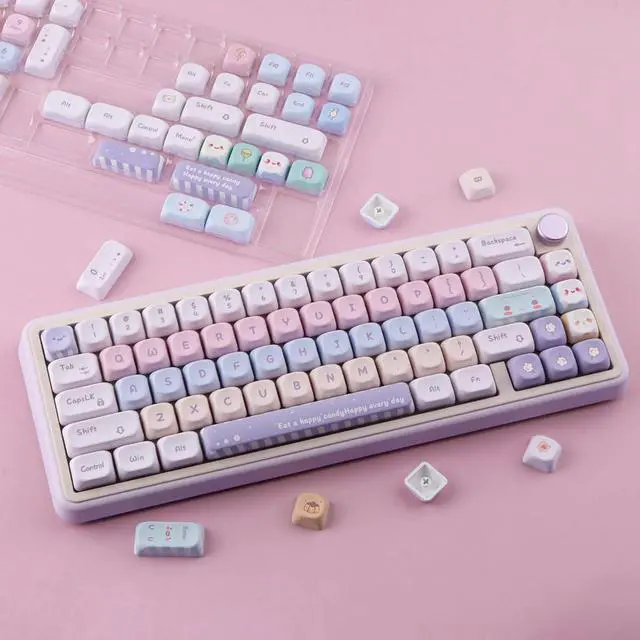 Alt view image 3 of 5 - Tsungup PBT MOA Keycaps,135 Keys Purple Cute Candy Custom Keycaps 60 65 75 Percent, Dye-Sub Key Caps Keyboard Keycap Set for ANSI Layout,MX Swithes Mechanical Keyboards