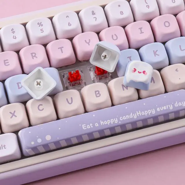 Alt view image 5 of 5 - Tsungup PBT MOA Keycaps,135 Keys Purple Cute Candy Custom Keycaps 60 65 75 Percent, Dye-Sub Key Caps Keyboard Keycap Set for ANSI Layout,MX Swithes Mechanical Keyboards
