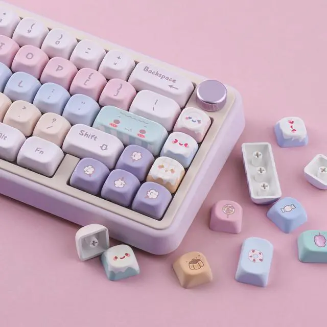 Alt view image 4 of 5 - Tsungup PBT MOA Keycaps,135 Keys Purple Cute Candy Custom Keycaps 60 65 75 Percent, Dye-Sub Key Caps Keyboard Keycap Set for ANSI Layout,MX Swithes Mechanical Keyboards