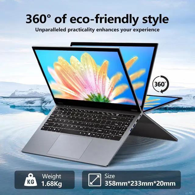 Alt view image 2 of 5 - 15.6 Inch 2 in 1 Touchscreen Laptop Computer, Laptop Ryzen R3-3200U CPU (up to 3.5GHz), 16GB RAM 512GB SSD Touch Screen Laptops, 360 Angle Opening RJ45 WIFI5 HDMI Backlit Keyboard FHD IPS 1920 x 1080