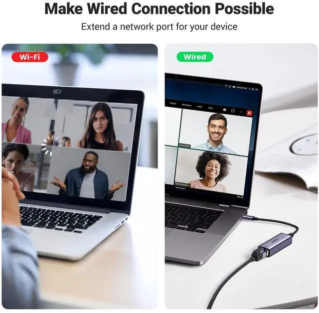 Alt view image 2 of 5 - UGREEN [10FT] Cat8 Ethernet Cable Bundle with USB C to Ethernet Adapter