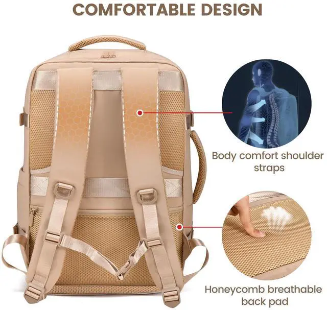 Alt view image 4 of 5 - LOVEVOOK Travel Backpack For Women,40L Carry On Backpack Flight Approved,TSA Personal Item Travel Bag Fits 17 Inch Laptop,Business Weekender Overnight Daypack with Toiletry Bag and Cubes