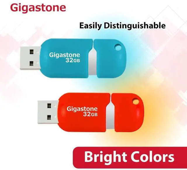 Alt view image 2 of 5 - Gigastone V10 32GB 10-Pack USB 2.0 Flash Drive 32GB Flash Thumb Drive Memory Stick Pen Drive Capless Retractable Design (Blue&Orange)