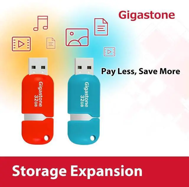 Alt view image 5 of 5 - Gigastone V10 32GB 10-Pack USB 2.0 Flash Drive 32GB Flash Thumb Drive Memory Stick Pen Drive Capless Retractable Design (Blue&Orange)