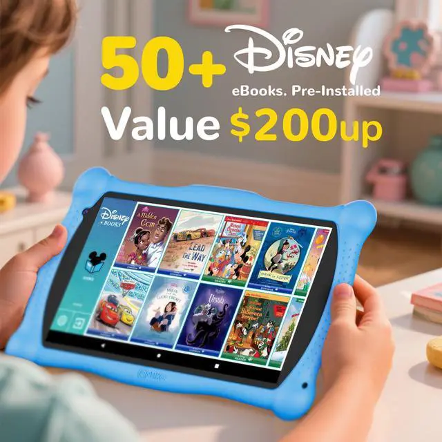 Alt view image 2 of 5 - Contixo Kids Tablet V10, 7-inch HD, Ages 3-7, Toddler Tablet with Camera, Parental Control - 32GB, WiFi, Includes 50+ Disney Storybooks & Stickers (Value $200), Kid-Proof Case & Stylus, Blue
