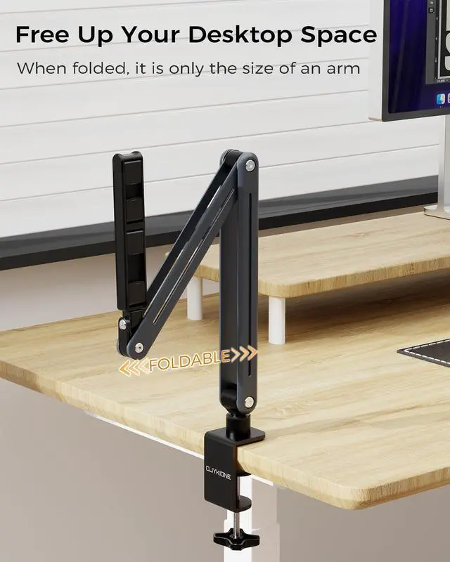 Alt view image 3 of 5 - QJYKIONE Foldable Tablet Stand for Desk and Bed, Aluminum Alloy iPad Arm Mount 360° Adjustable Phone Holder Compatible with iPad Pro Air 13/12.9/11 Mini, Samsung Galaxy Tab, Kindle, Switch, Phone