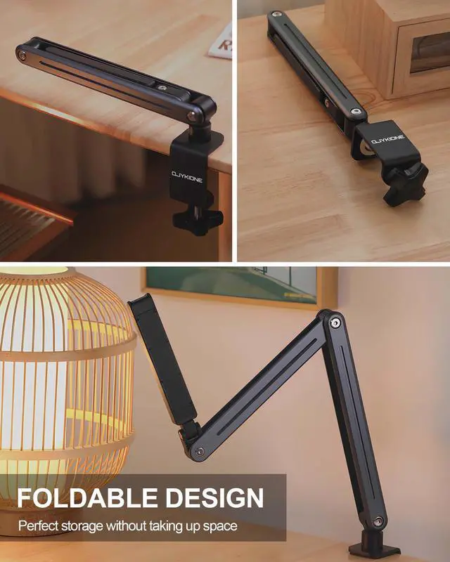 Alt view image 4 of 5 - QJYKIONE Foldable Tablet Stand for Desk and Bed, Aluminum Alloy iPad Arm Mount 360° Adjustable Phone Holder Compatible with iPad Pro Air 13/12.9/11 Mini, Samsung Galaxy Tab, Kindle, Switch, Phone