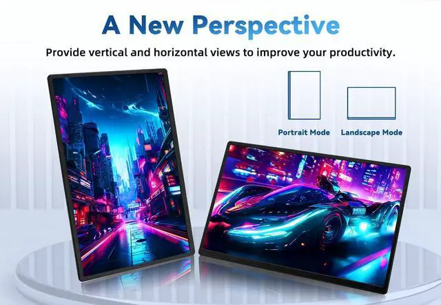 Alt view image 4 of 5 - AOKER 16" Portable Monitor for Laptop - 1200P FHD Laptop Screen Extender HDMI USB C Travel External Display with Stand Gaming Monitor for PC MAC Switch Phone Computer Xbox PS4/5