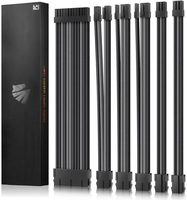 Main image of ASIAHORSE Customization Mod Sleeve Extension Power Supply Cable Kit 18AWG ATX/EPS/8-pin PCI-E/6-pin PCI-E (Black Mix)