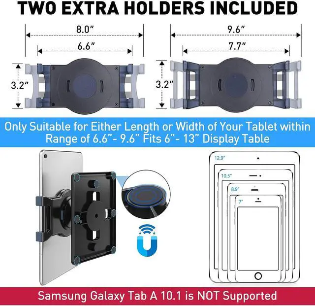 Alt view image 4 of 5 - AboveTEK iPad Wall Mount, Swivel 360° Rotating Tablet Holder Two Brackets to Fit 6-13" Tablets, Universal Magnetic iPad Wall, Strong Attach to Metal Surface on Cabinet Whiteboard Kitchen Fridge Steel