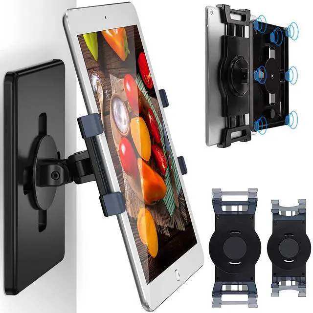 Alt view image 3 of 5 - AboveTEK iPad Wall Mount, Swivel 360° Rotating Tablet Holder Two Brackets to Fit 6-13" Tablets, Universal Magnetic iPad Wall, Strong Attach to Metal Surface on Cabinet Whiteboard Kitchen Fridge Steel
