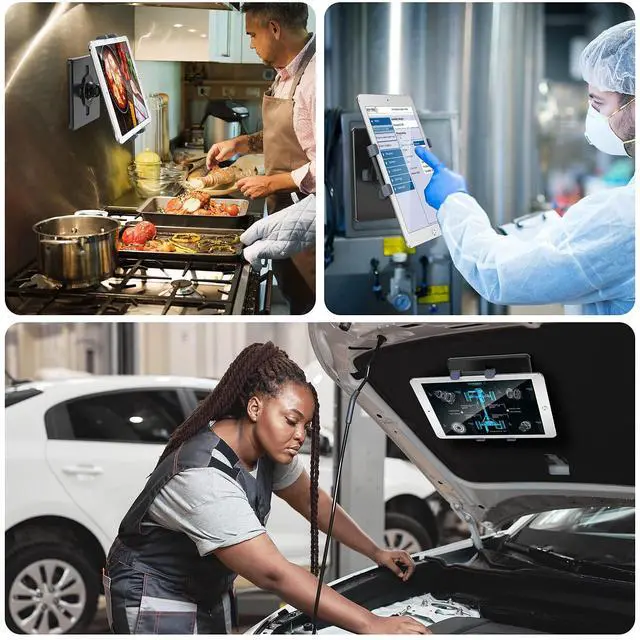 Alt view image 5 of 5 - AboveTEK iPad Wall Mount, Swivel 360° Rotating Tablet Holder Two Brackets to Fit 6-13" Tablets, Universal Magnetic iPad Wall, Strong Attach to Metal Surface on Cabinet Whiteboard Kitchen Fridge Steel