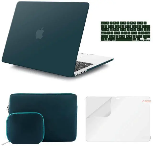 Main image of iCasso for MacBook Air 13.6 inch Case 2025-2022 Release M4 M3 M2 Chip Release A3240 A3113 A2681, Matte Hard Shell Case&Laptop Sleeve&Screen Protector&Keyboard Cover for Mac Air 13'', Dark Cyan