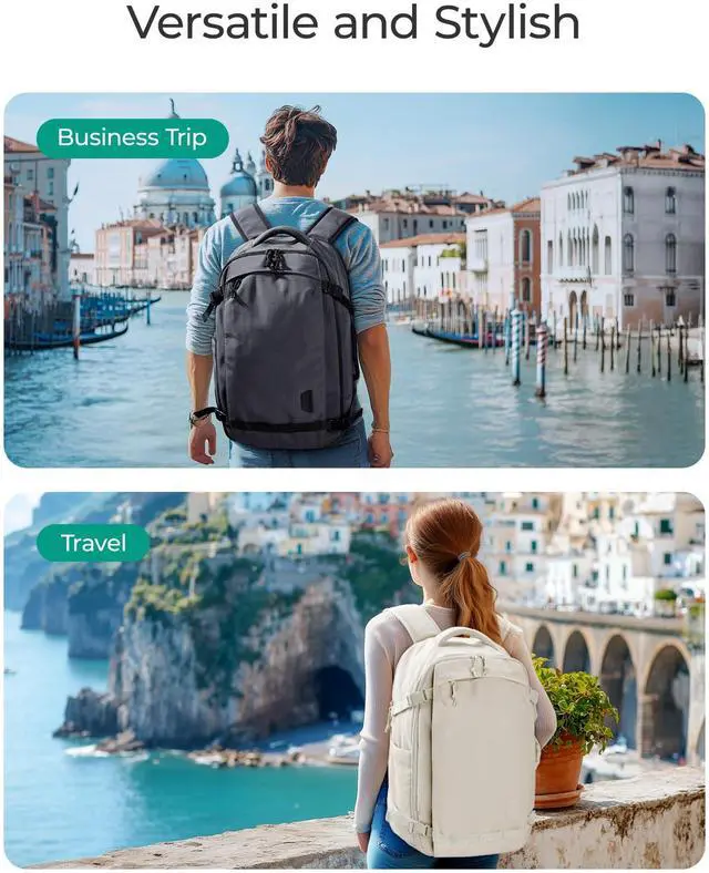 Alt view image 2 of 5 - BAGSMART Blast Travel Backpack, 15.6 Inch Carry On Backpack Flight Approved, TSA Approved Personal Item Travel Bag, Water Resistant Weekender Bag Luggage Daypack, Pistachio