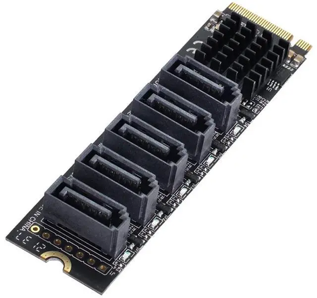 Main image of cablecc NGFF NVME M-Key PCI Express to SATA 3.0 6Gbps 5 Ports Adapter Converter Hard Drive Extension Card JMB585 2280