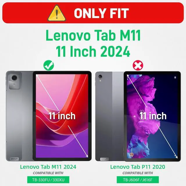 Alt view image 2 of 5 - HXCASEAC Case for Lenovo Tab M11/K11 LTE 11 with Screen Protector/Pen Holder/Rotating Hand Strap/Stand, Protective M11 Tablet Case (TB-330FU/TB-330XU) Cover 2024, Rose