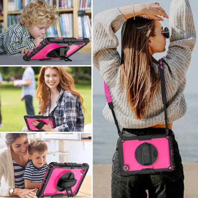 Alt view image 3 of 5 - HXCASEAC Case for Lenovo Tab M11/K11 LTE 11 with Screen Protector/Pen Holder/Rotating Hand Strap/Stand, Protective M11 Tablet Case (TB-330FU/TB-330XU) Cover 2024, Rose