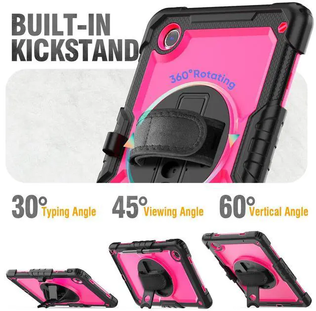 Alt view image 5 of 5 - HXCASEAC Case for Lenovo Tab M11/K11 LTE 11 with Screen Protector/Pen Holder/Rotating Hand Strap/Stand, Protective M11 Tablet Case (TB-330FU/TB-330XU) Cover 2024, Rose