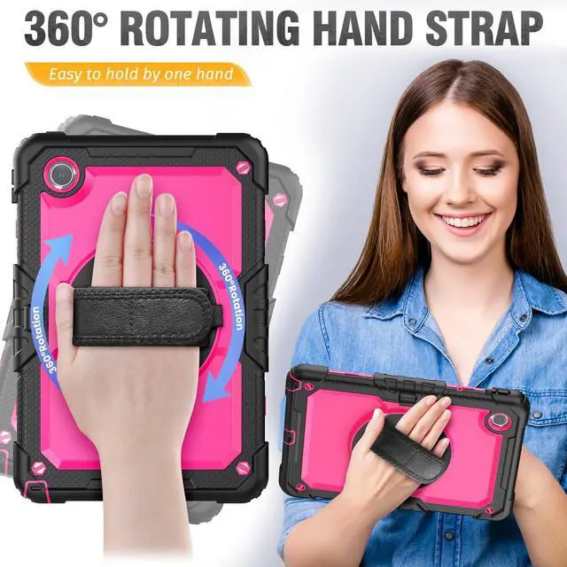 Alt view image 4 of 5 - HXCASEAC Case for Lenovo Tab M11/K11 LTE 11 with Screen Protector/Pen Holder/Rotating Hand Strap/Stand, Protective M11 Tablet Case (TB-330FU/TB-330XU) Cover 2024, Rose