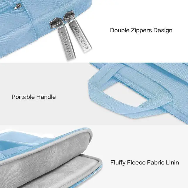 Alt view image 3 of 5 - MOSISO Laptop Shoulder Bag Compatible with MacBook Pro 16 inch 2023-2019 M3 A2991 M2 A2780 M1 A2485 A2141/Pro 15 A1398,15-15.6 inch Notebook,Polyester Flapover Briefcase Sleeve Case, Airy Blue