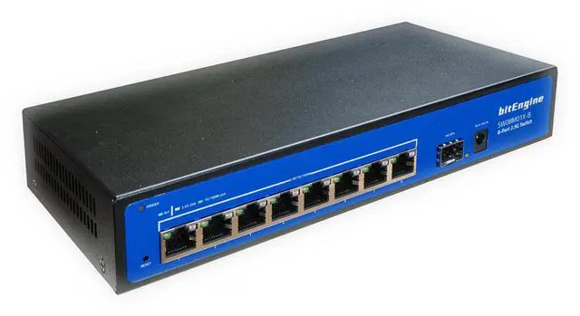 Alt view image 3 of 5 - bitEngine 8 Port 2.5G Unmanaged Ethernet Switch with 10G SFP+ Uplink, 8 x 2.5G Base-T Ports, 60Gbps Switching Capacity, Metal Fanless Design, Desktop/Wall-Mount, Plug & Play