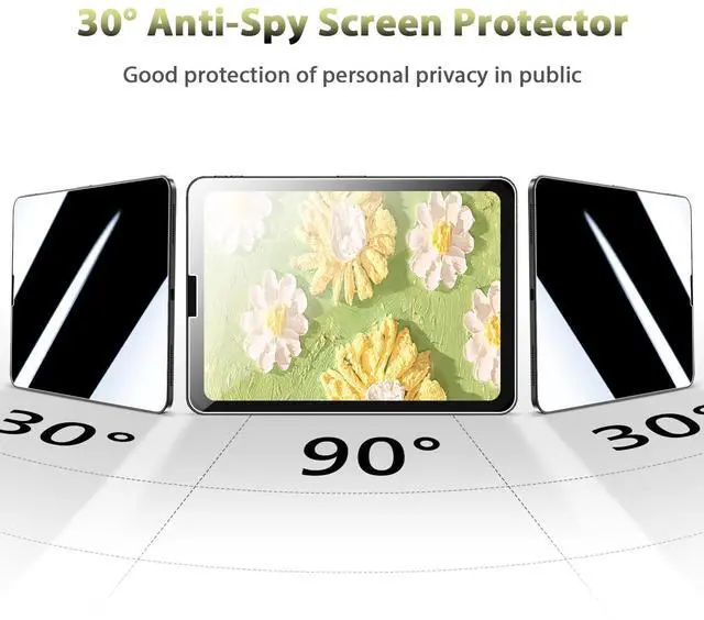 Alt view image 2 of 5 - [2 Pack] JEHOO for iPad Air 5/4 10.9-Inch (2022/2020, 5th/4th Generation) and iPad Pro 11-Inch (2022/2021/2020/2018 Model) Privacy Screen Protector, Anti-Spy Tempered Glass Film, Anti-Scratch, Anti-Sh