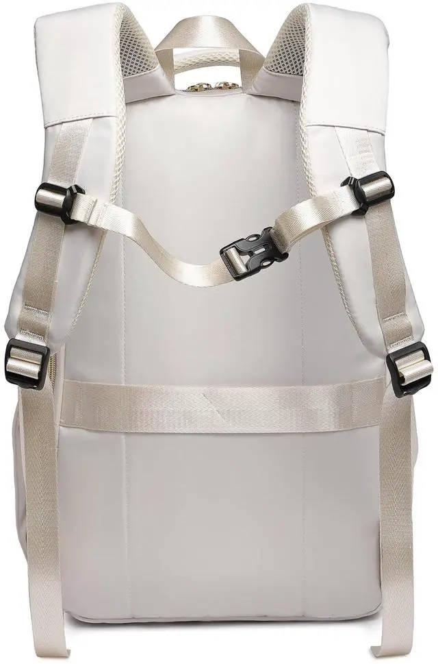 Alt view image 4 of 5 - Wotony 17inch large capacity Laptop Backpack Purse for Women, 17inch Work Travel Computer Bags (beige, 17Inch)