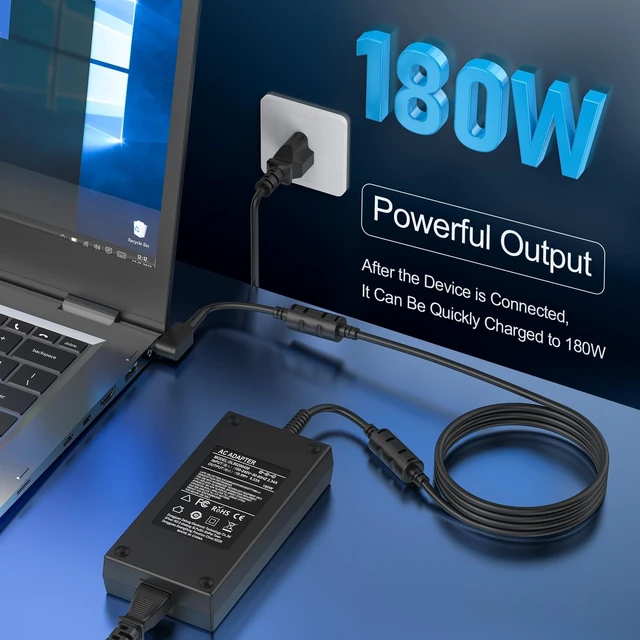 Alt view image 2 of 5 - 180W Laptop Charger for MSI Gaming,Super Fast Charging Power Cord Supply