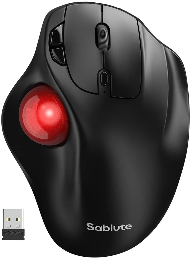 Main image of SABLUTE Trackball Mouse with 5-Level DPI, Ergonomic Mouse Wireless 2.4G Plug-and-Play for 3 Devices