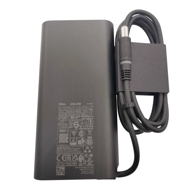 Alt view image 2 of 5 - Dell GaN Laptop Charger 240W Watt Barrel 7.4mm tip AC Power Adapter - LA240PM200 HA240PM200 DA240PM200 0YR68 4GC66 G5K8G R4P0K for Alienware Laptop
