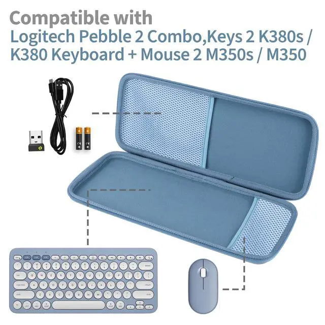 Alt view image 3 of 5 - Peyyargo Hard Storage Case Compatible with Logitech Pebble 2 Combo K380s/K380 Keyboard + M350/M350s Mouse (Blue)